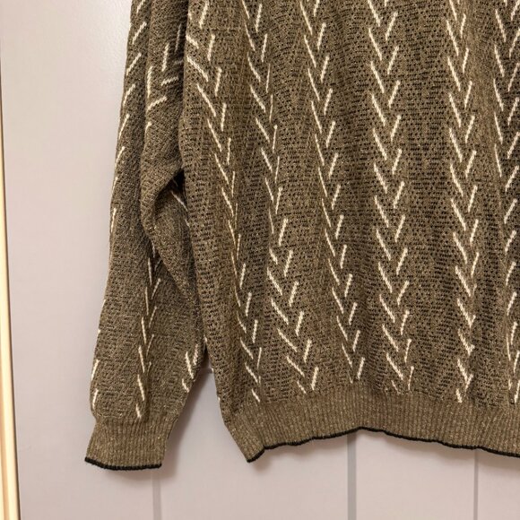 Vintage Conte di Milano Gray Chevron Sweater, Size L - Picture 4 of 8